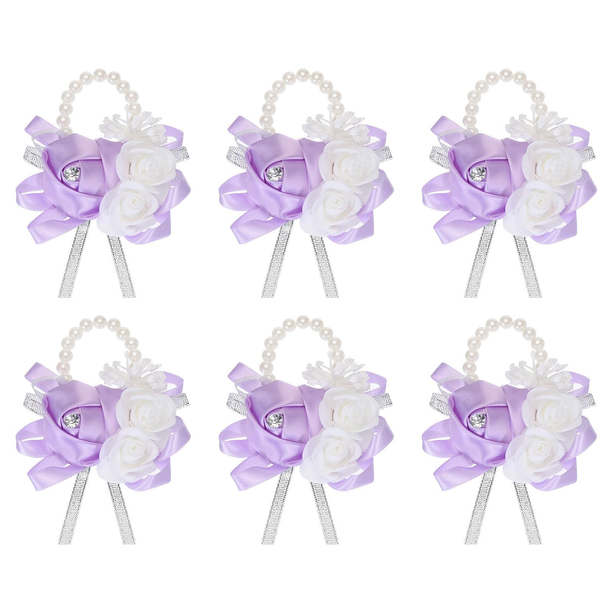 MECCANIXITY 12Pcs Wrist Corsage Artificial Flower Bracelets Rose Wrist Bride Groom Decorative for Wedding Ceremony Prom Party Anniversary Sky Blue