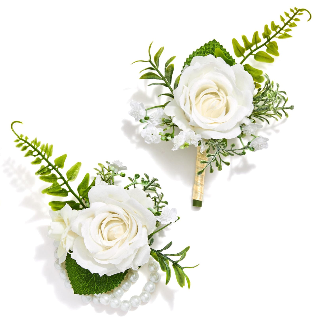 Serwalin 6 Pcs Champagne Rose Wrist Corsage Wristlet for Wedding Prom Party