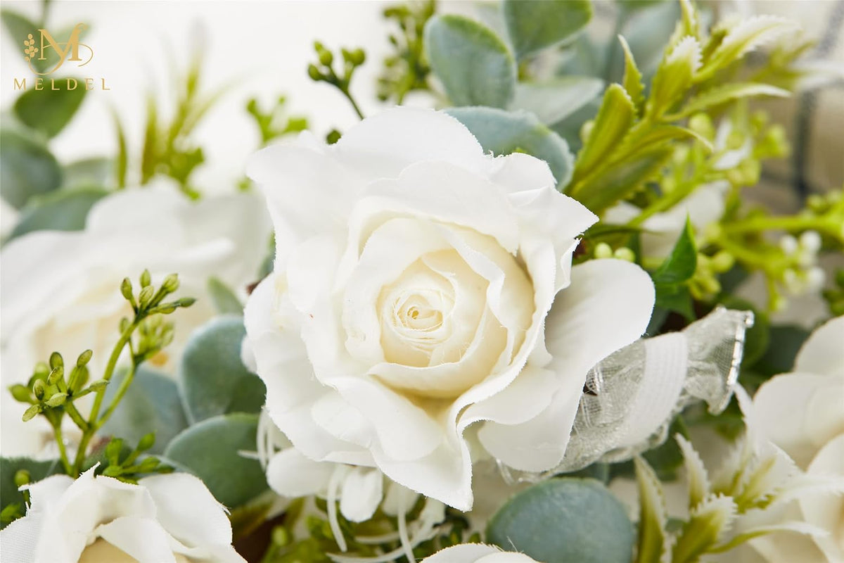 6Pcs Ivory White Rose Wrist Corsage for Women Wedding Prom Party