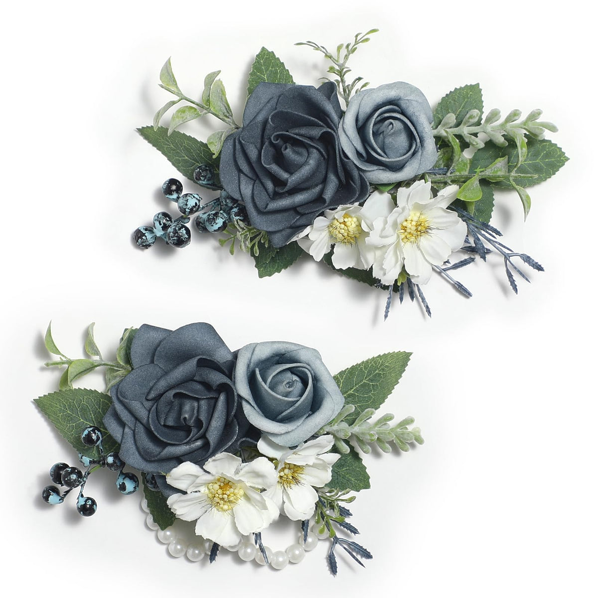 Serwalin 2Pcs Champagne Rose Boutonniere for Men Wedding Prom Party 6-7Inch