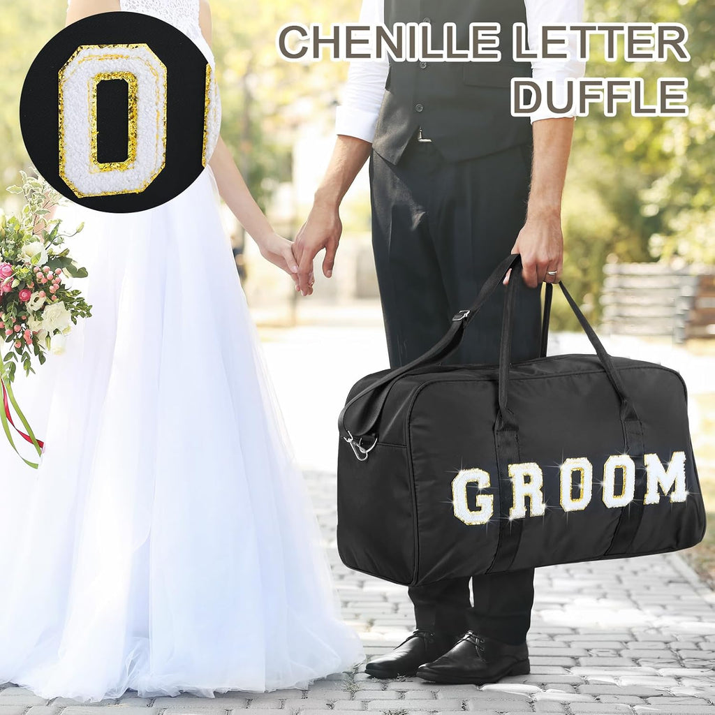 2 Pcs Groom Bag Gifts, Wedding Weekender Duffle Bag, Black