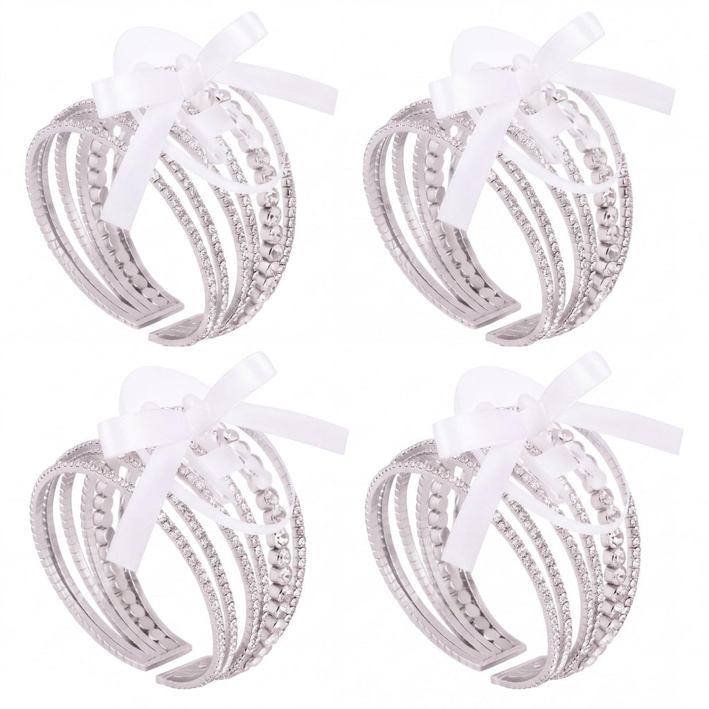 Hotop 4 Set Gold Hammered Wrist Corsage Bracelets Stackable Cuff