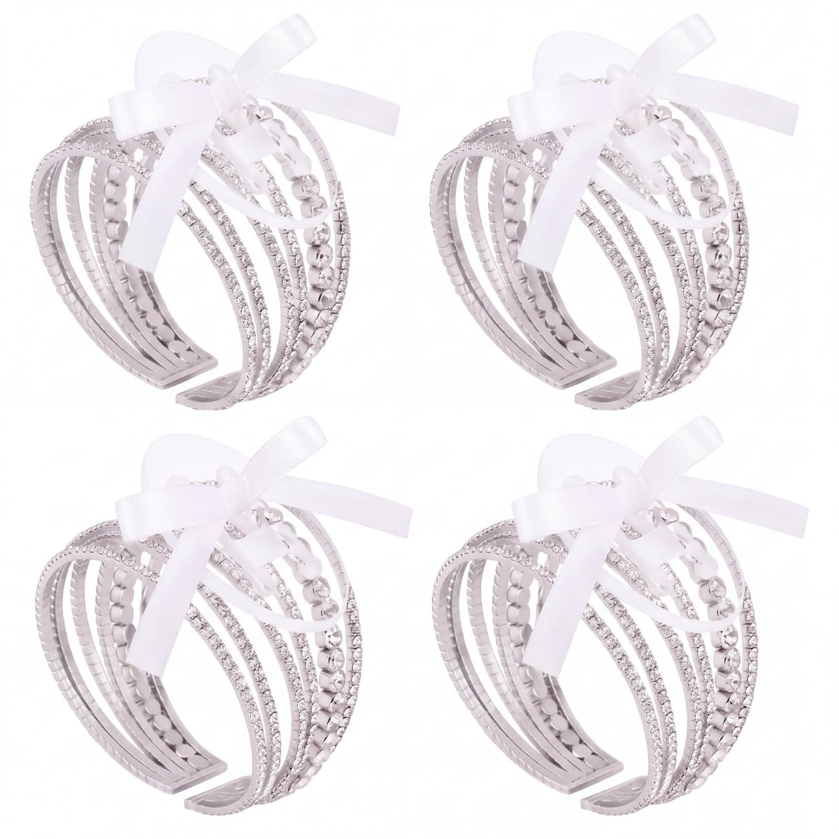 Hotop 4 Set Gold Hammered Wrist Corsage Bracelets Stackable Cuff