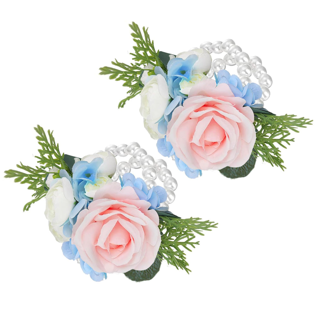 Rinlong 2Pcs White Orchid Wrist Corsage for Wedding, Prom, Homecoming
