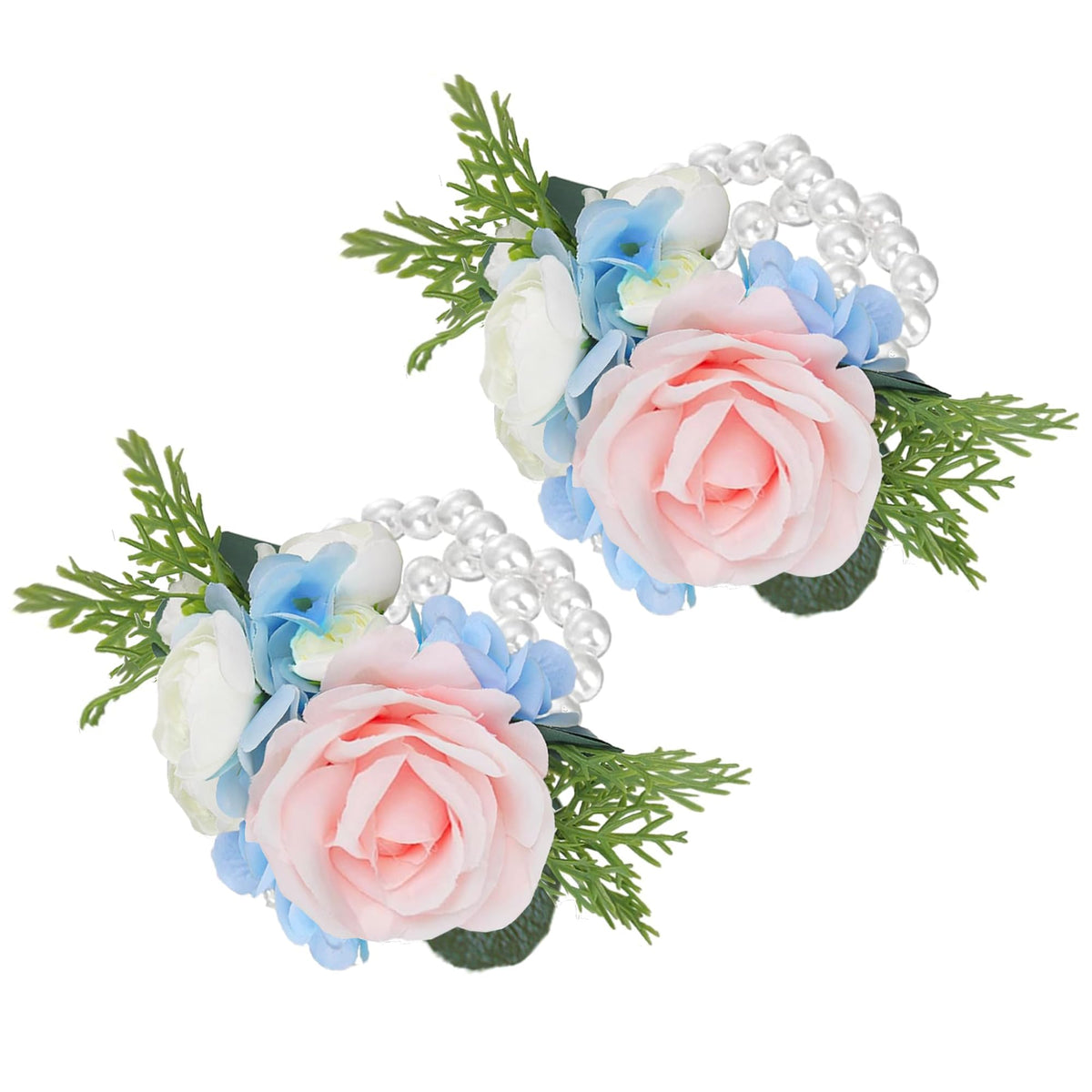 Rinlong 2Pcs Navy Terracotta Wrist Corsage for Wedding, Prom, Homecoming