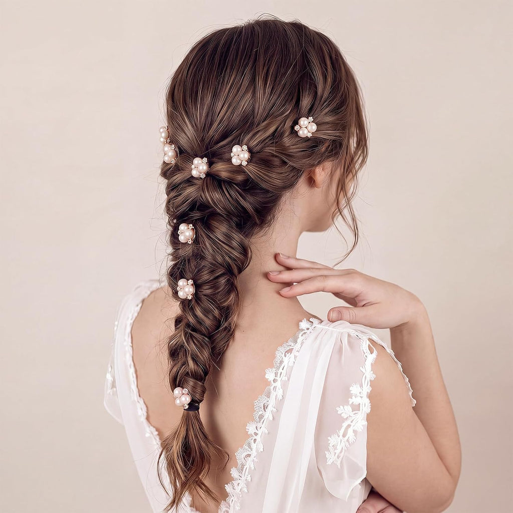 WILLBOND 18 Pcs Pearl Hair Pins Wedding Brides Hair Accessorie,Rose Gold