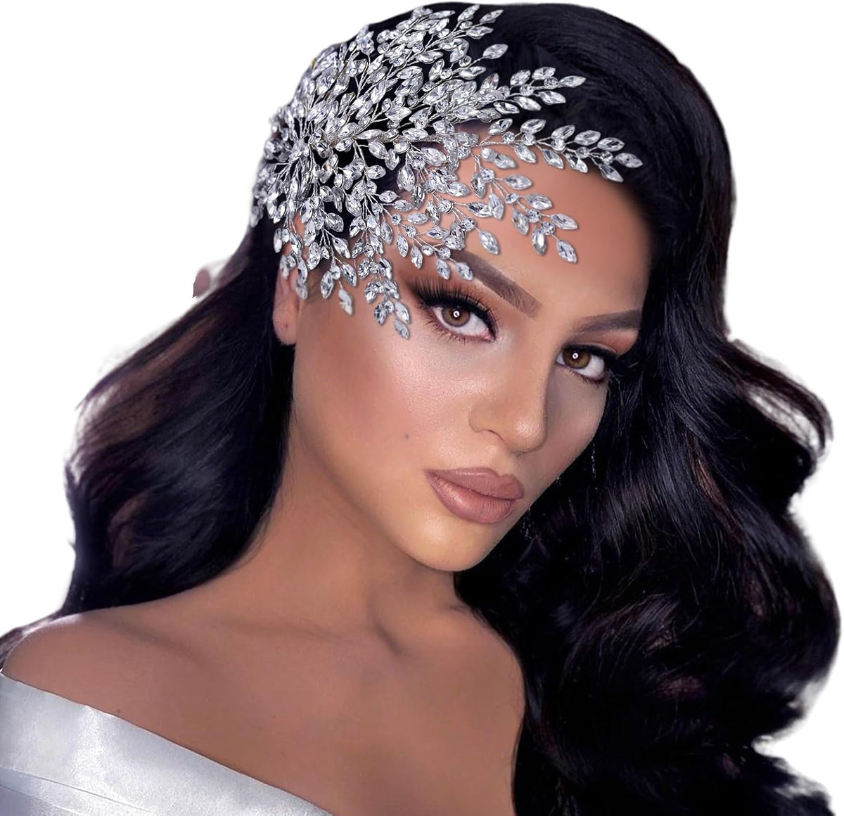 TRiXY Wedding Headband Bridal Hair Pieces Rhinestone Hair Accessories for Brides and Bridesmaids Party Headpieces for Women Silver HP438