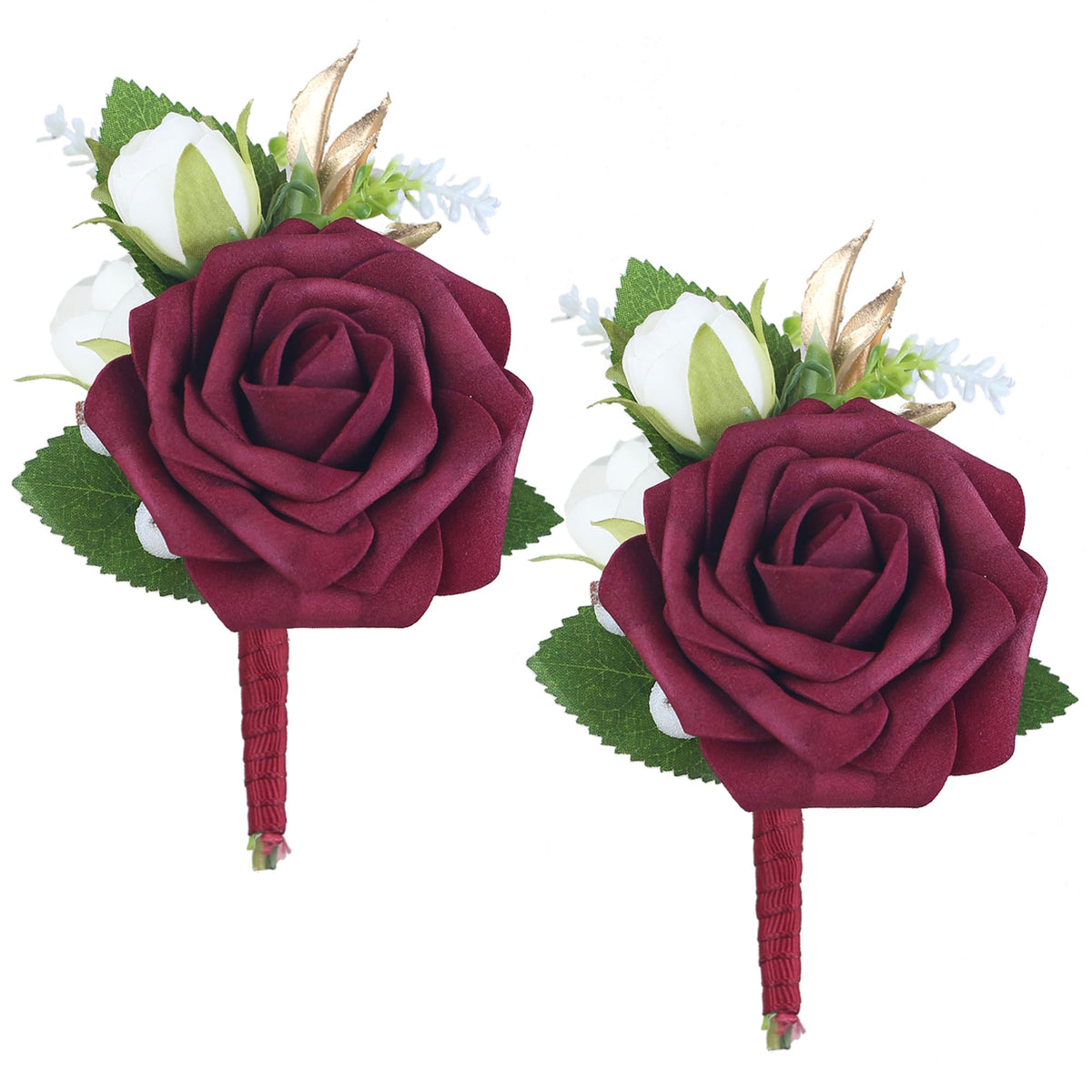 Rinlong 2Pcs Terracotta Boutonnieres with Pins for Men, Groom, Groomsmen