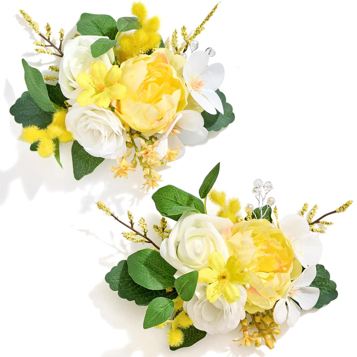 Serwalin 2Pcs Champagne Rose Boutonniere for Men Wedding Prom Party 6-7Inch
