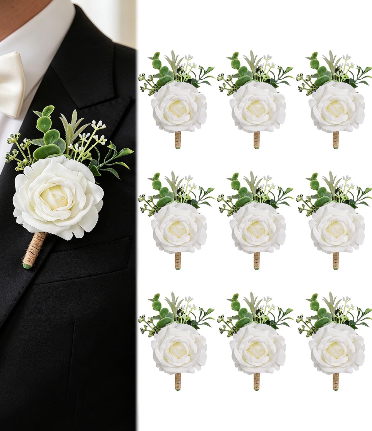 2Pcs White Silk Rose Wrist Corsages for Women Wedding Prom Party