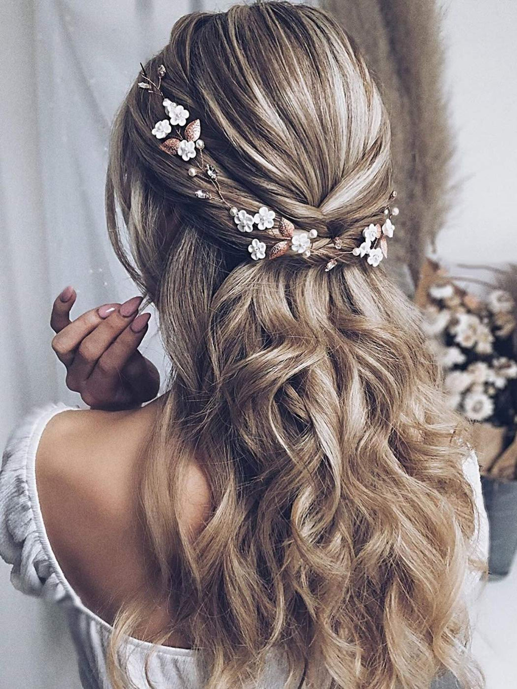 JAKAWIN Wedding Hair Vine Boho Flower Hair Piece Bridal Hair Accessories