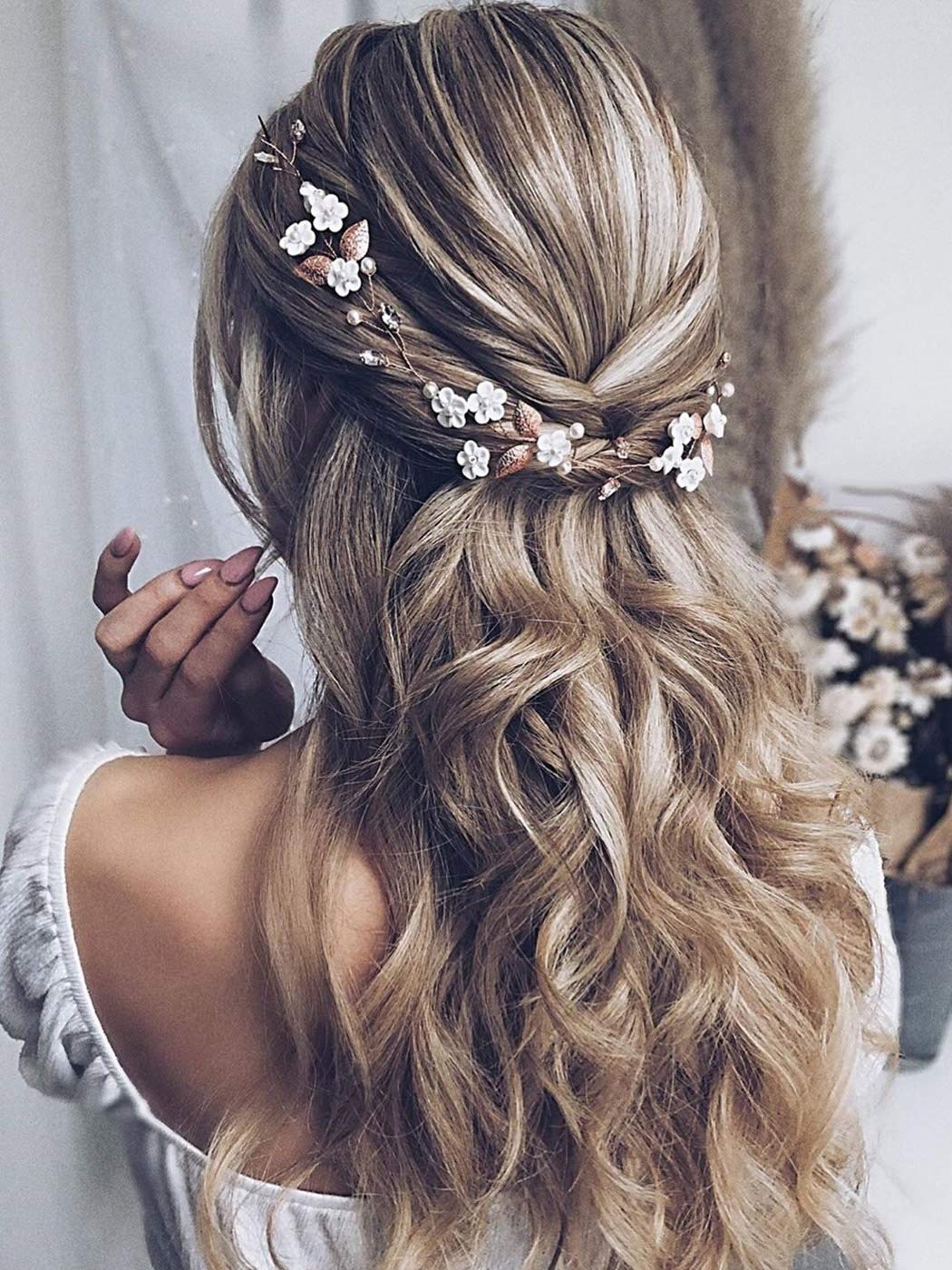JAKAWIN Wedding Hair Vine Boho Flower Hair Piece Bridal Hair Accessories