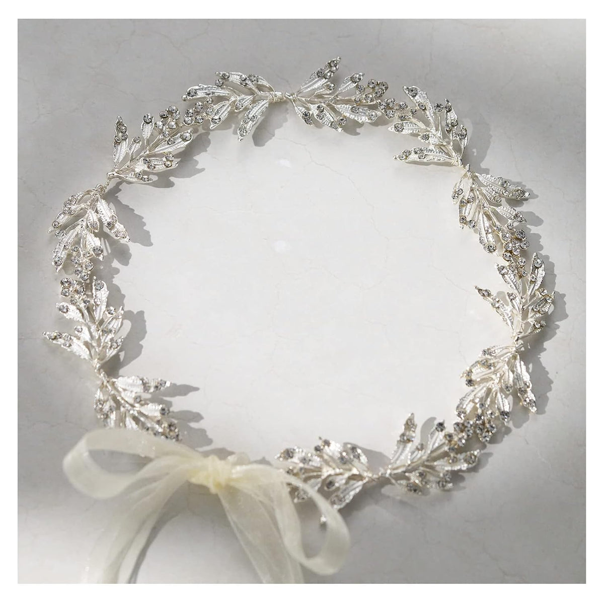 SWEETV Leaf Wedding Headpieces for Bride Silver Bridal Headband Flower Girl Headpiece Handmade Wedding Hair Accessories