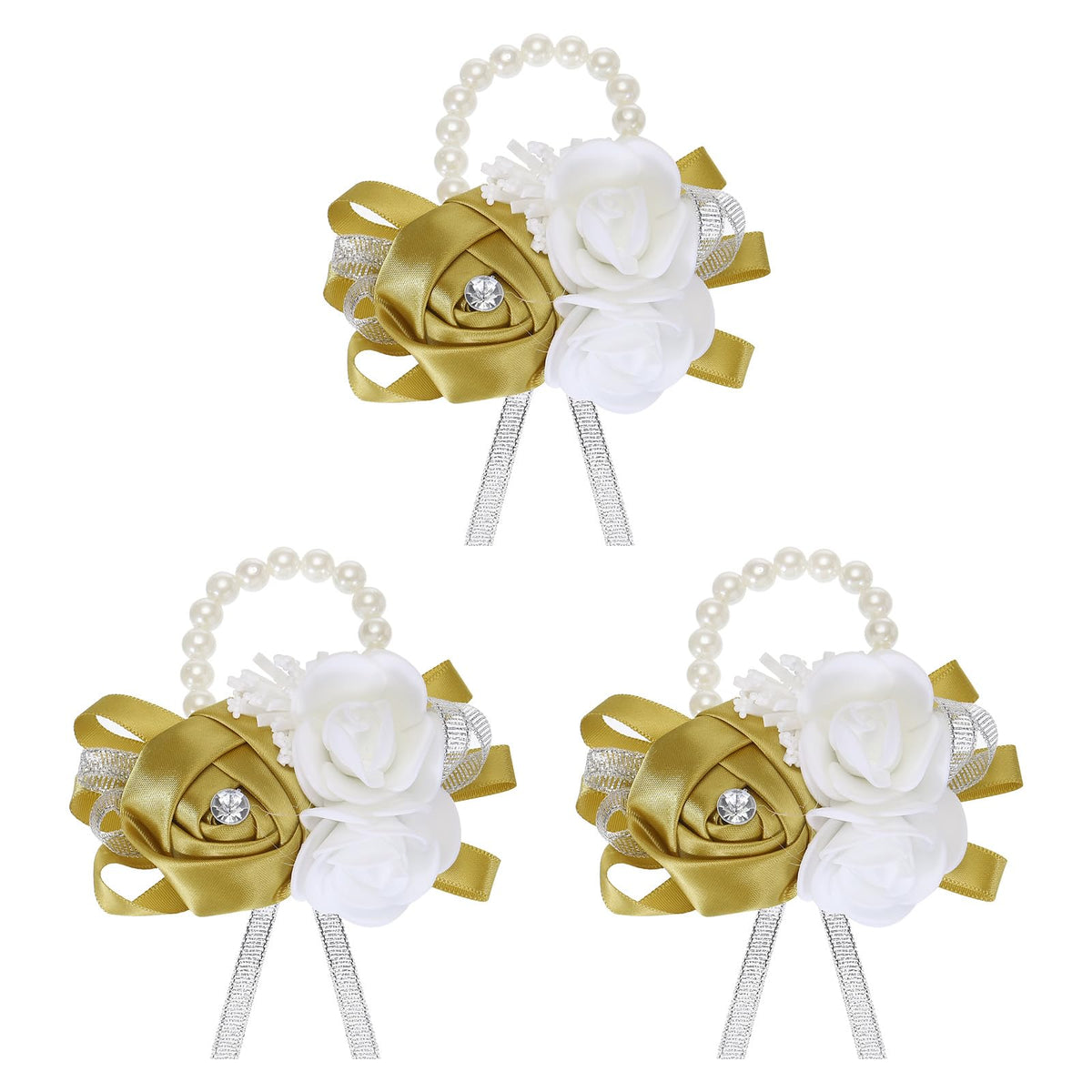 MECCANIXITY 12Pcs Wrist Corsage Artificial Flower Bracelets Rose Wrist Bride Groom Decorative for Wedding Ceremony Prom Party Anniversary Sky Blue