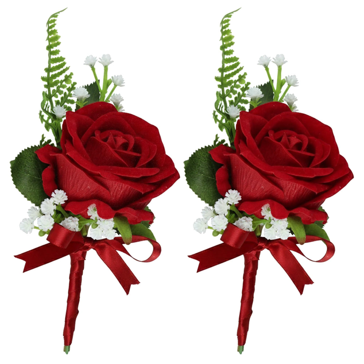 Rinlong 2Pcs Terracotta Boutonnieres with Pins for Men, Groom, Groomsmen