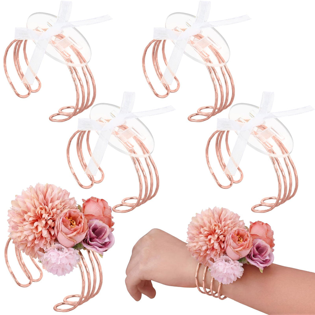 Hotop 4 Set Gold Hammered Wrist Corsage Bracelets Stackable Cuff