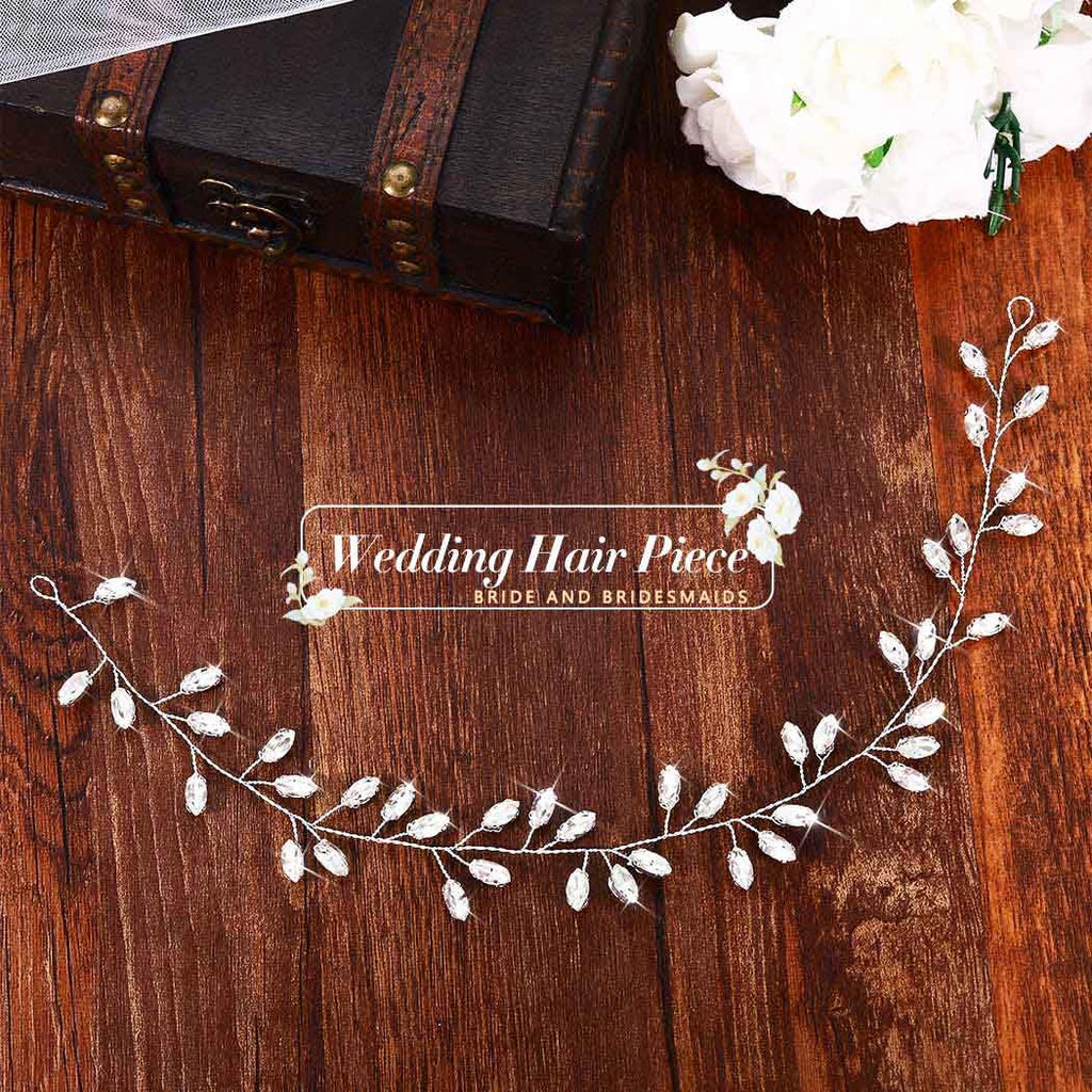 Asooll Wedding Hair Accessories Silver Bridal Hair Piece Rhinestone Hair Vine for Women
