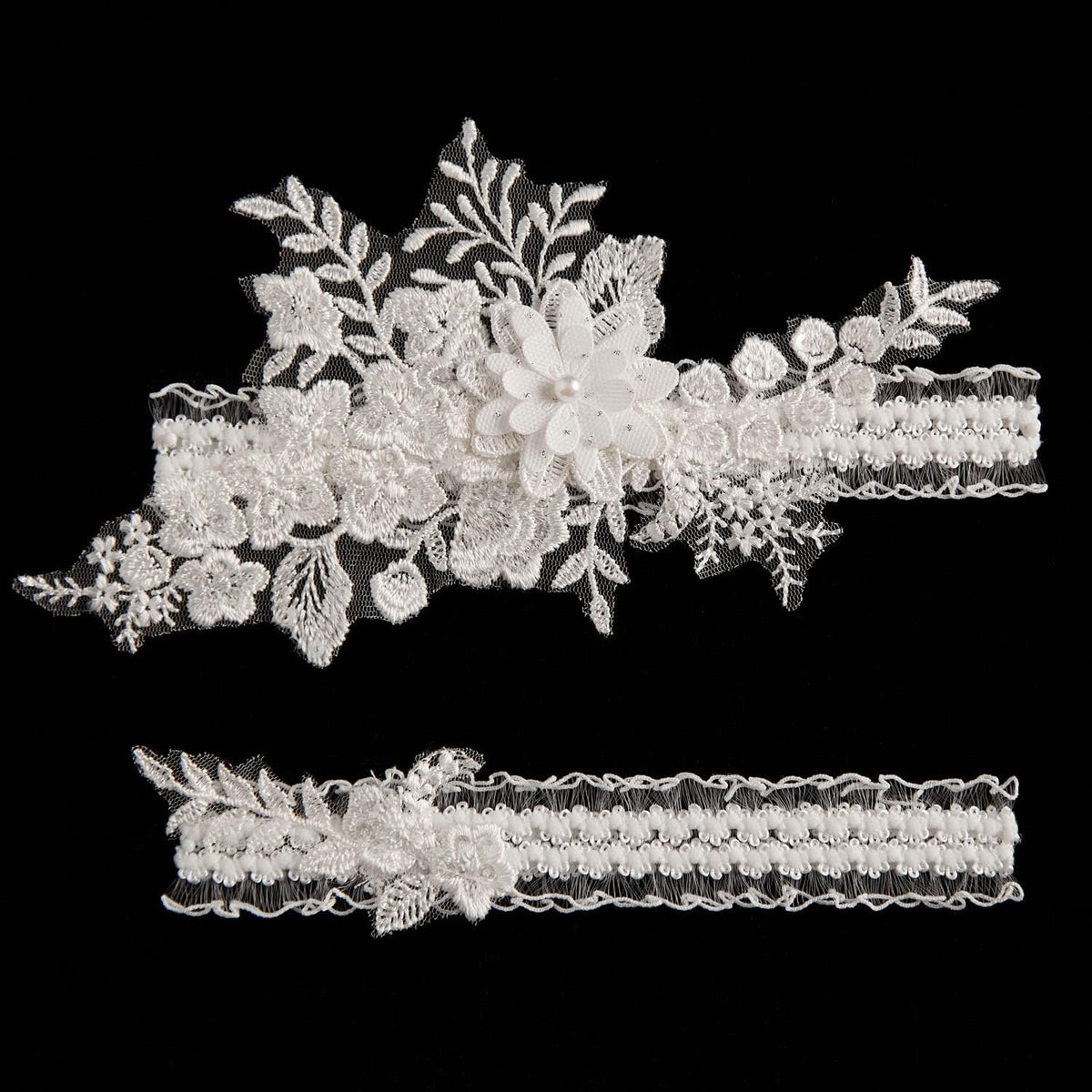 Aprildress 2 Pieces Wedding Garter Set for Bride with Stretchy Soft Lace Band PGT400
