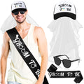 JaGely 4 Pcs Groom to Be Sash Hat Bachelor Party Accessory
