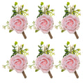 Gvhntk Ivory Rose Boutonniere for Men Wedding Set of 6 Groom Groomsmen Best Man Artificial Flowers Boutonniere for Wedding Ceremony Anniversary Prom Flowers Formal Dinner Party (6, White, Middle)
