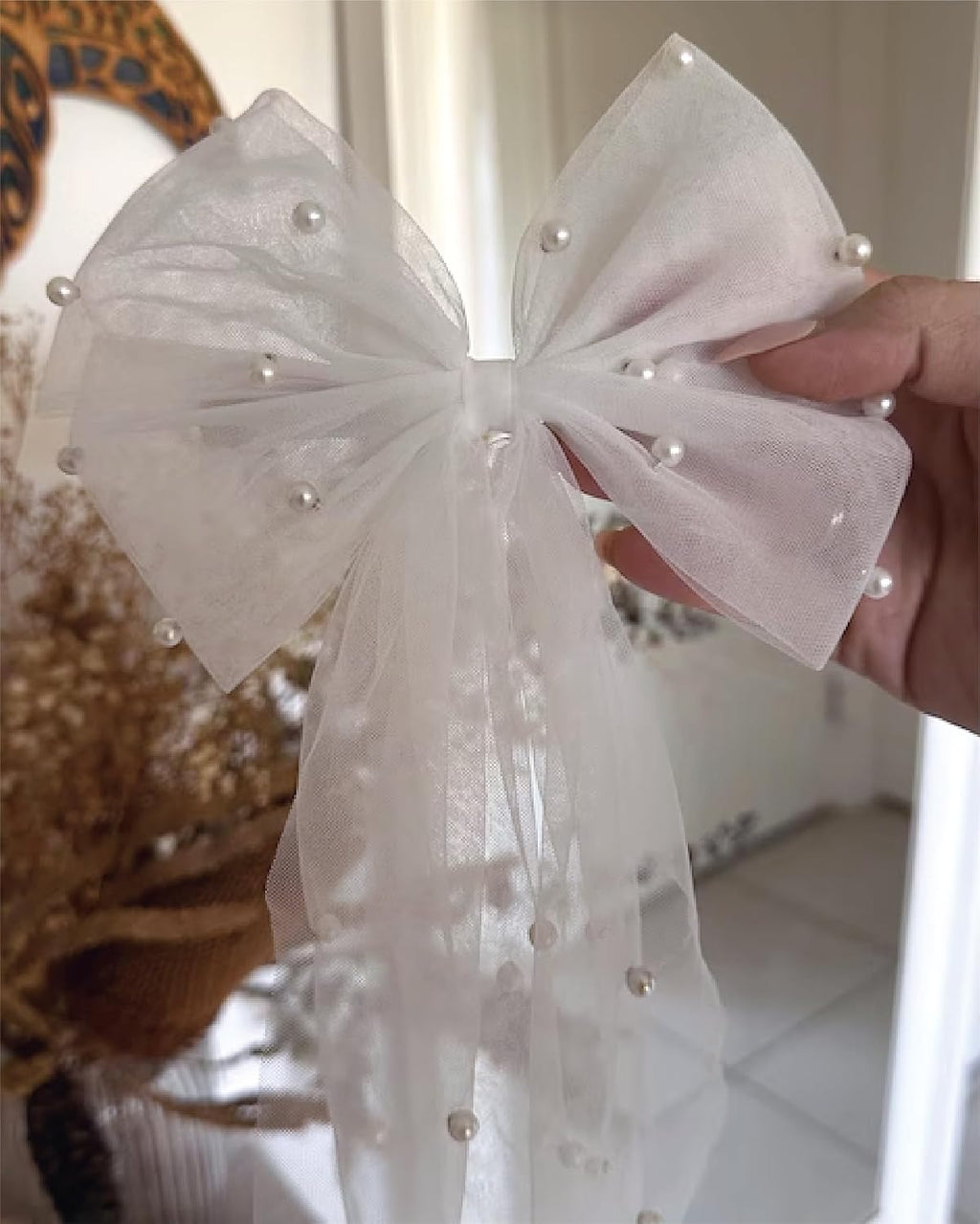Bride Bow Veils For Women Wedding – Elegant White Tulle Hair Bridal Accessories, Veils for Bachelorette Party