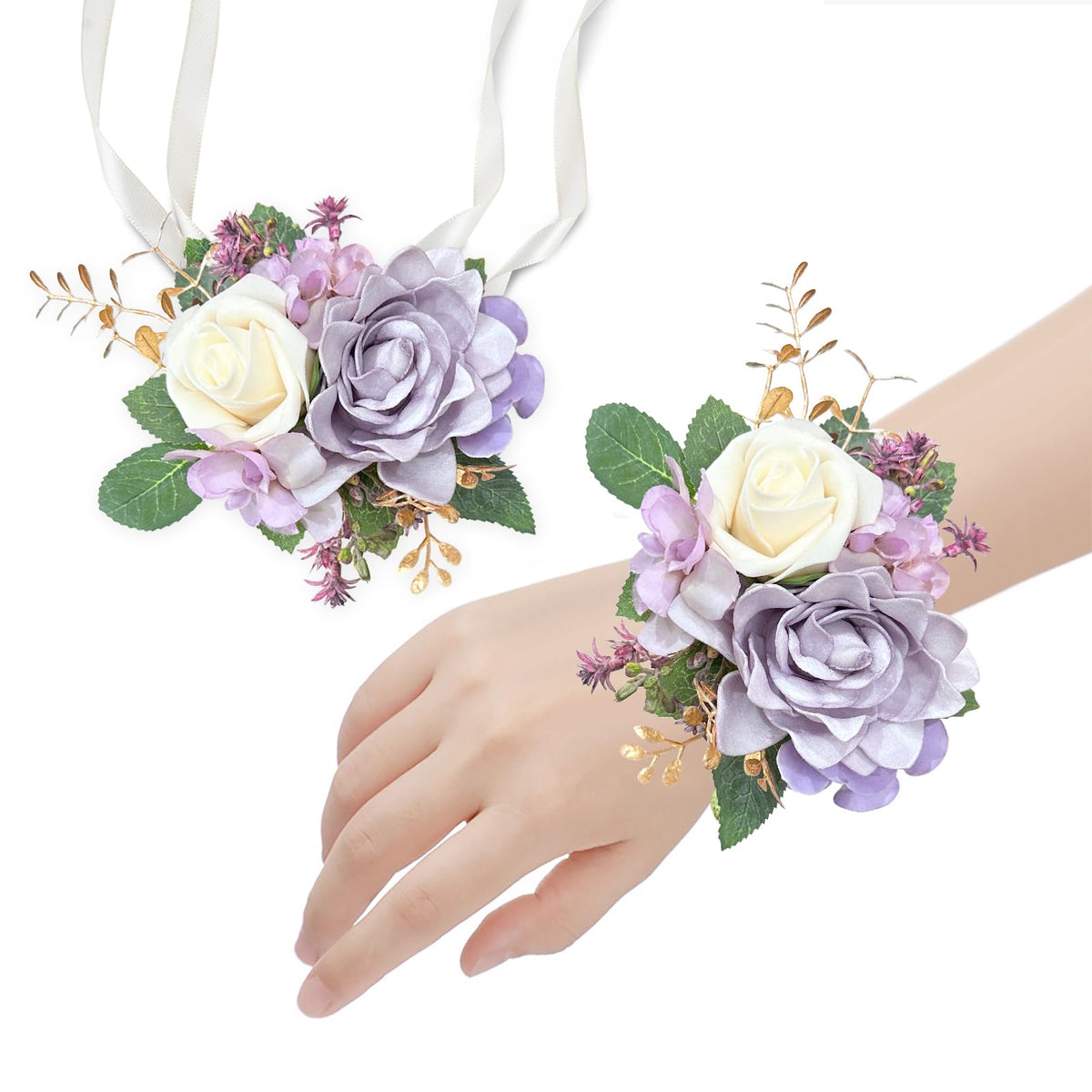 Set of 6 Terracotta Flowers Wrist Corsage for Wedding Party Prom Corsages Wristlet Decor Orange Hand Flowers for Bridesmaid Girl Mother of The Bride