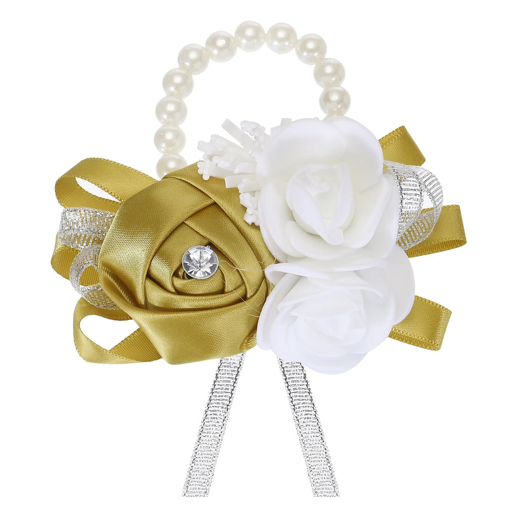 MECCANIXITY 12Pcs Wrist Corsage Artificial Flower Bracelets Rose Wrist Bride Groom Decorative for Wedding Ceremony Prom Party Anniversary Sky Blue