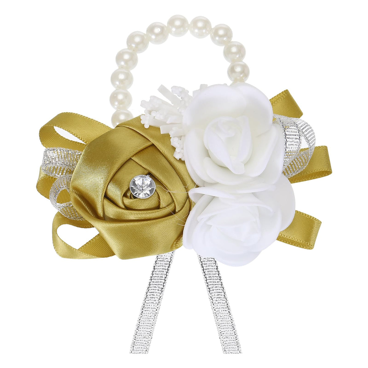 MECCANIXITY 12Pcs Wrist Corsage Artificial Flower Bracelets Rose Wrist Bride Groom Decorative for Wedding Ceremony Prom Party Anniversary Sky Blue