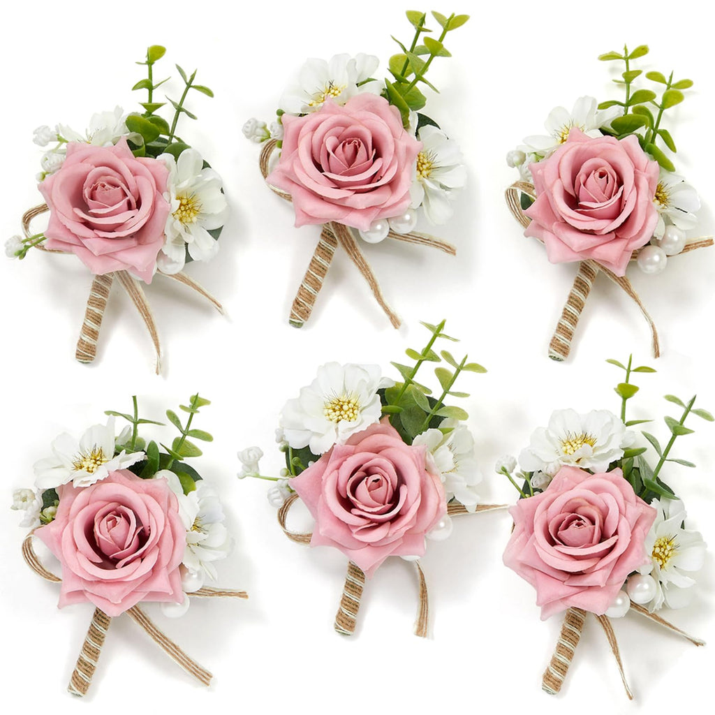 Serwalin Ivory White Rose Corsage and Boutonniere Set for Wedding Prom