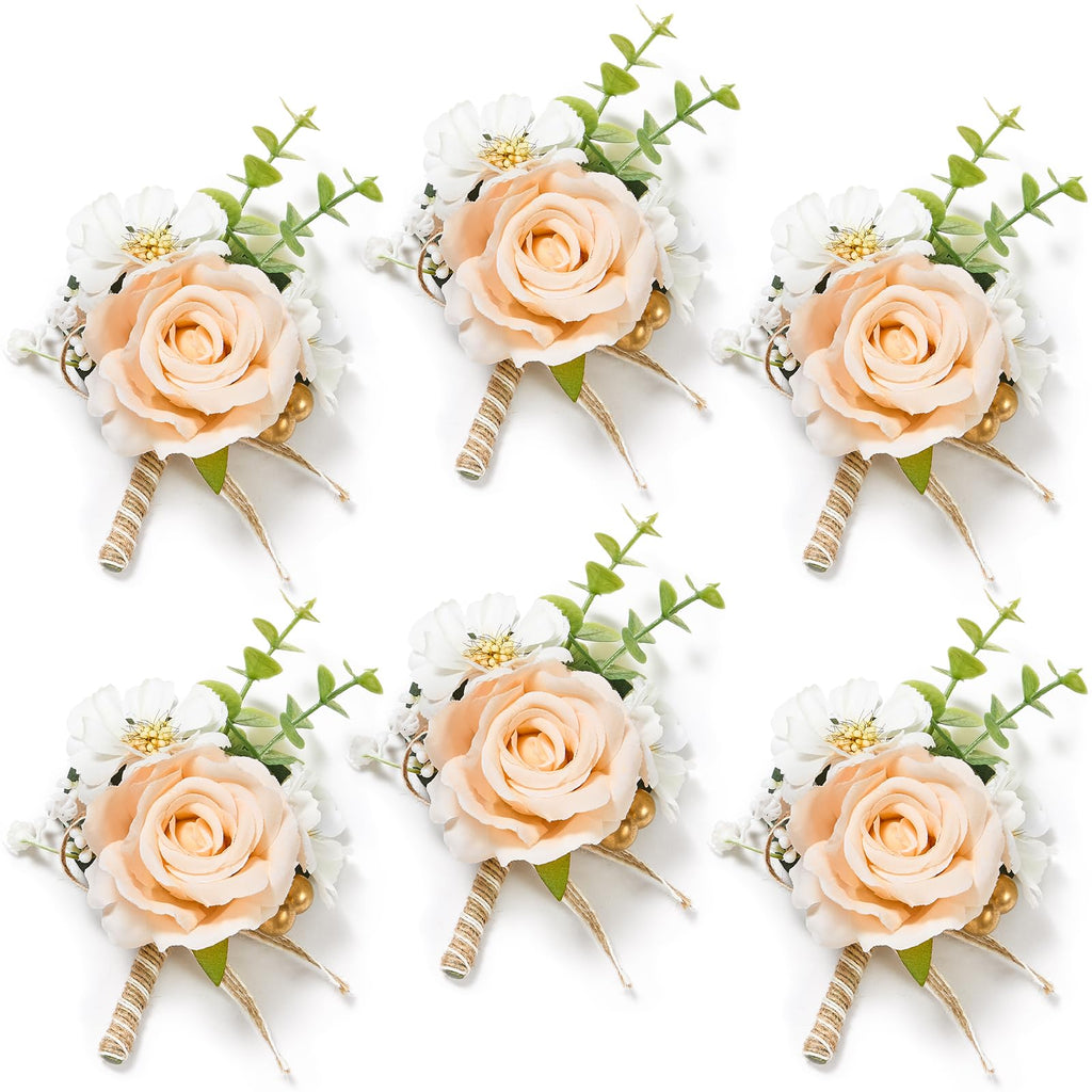 Serwalin Ivory White Rose Corsage and Boutonniere Set for Wedding Prom