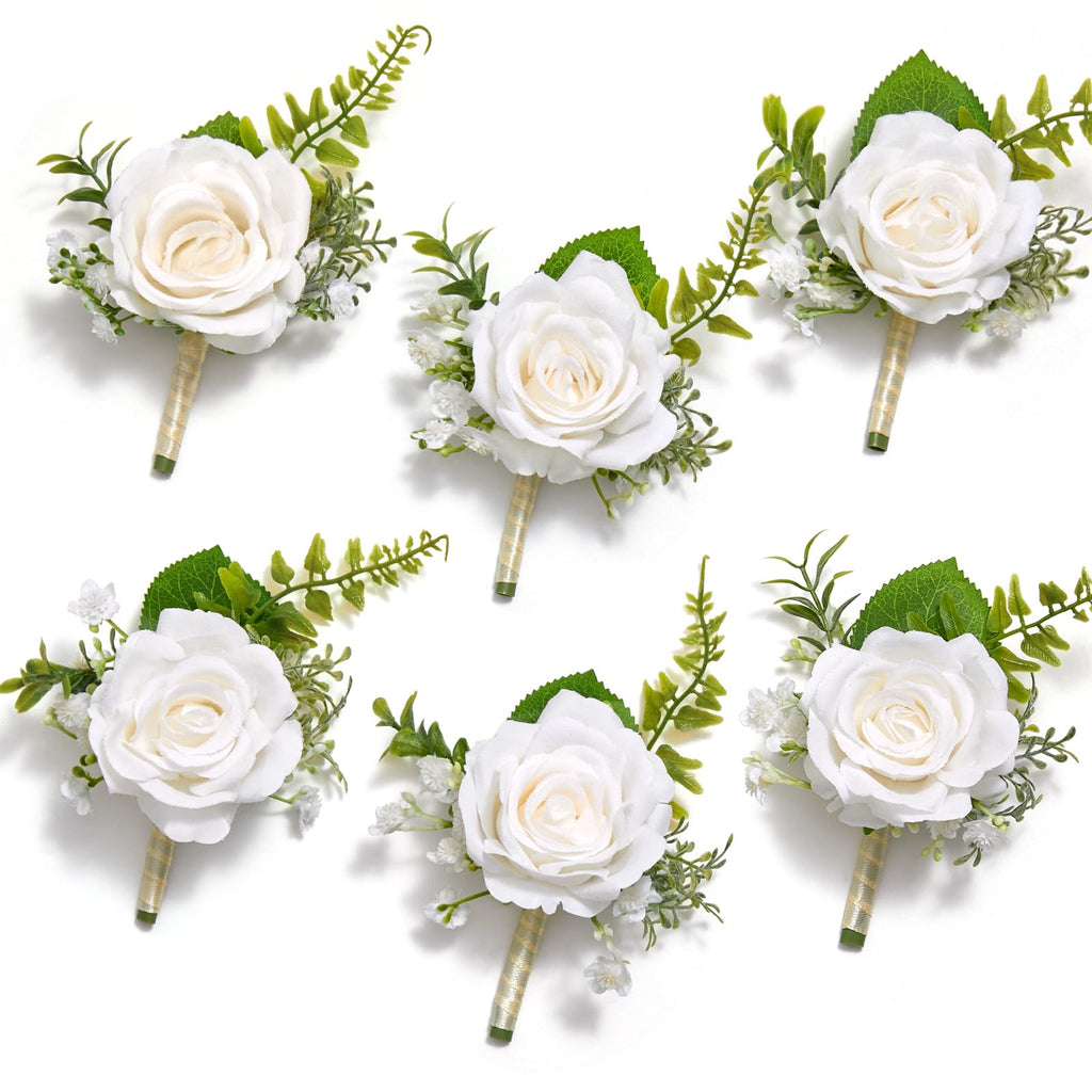 Serwalin 6 Pcs Champagne Rose Wrist Corsage Wristlet for Wedding Prom Party