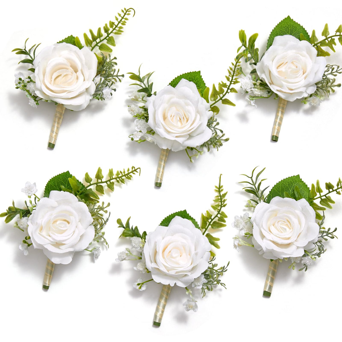 Serwalin 6 Pcs Champagne Rose Wrist Corsage Wristlet for Wedding Prom Party