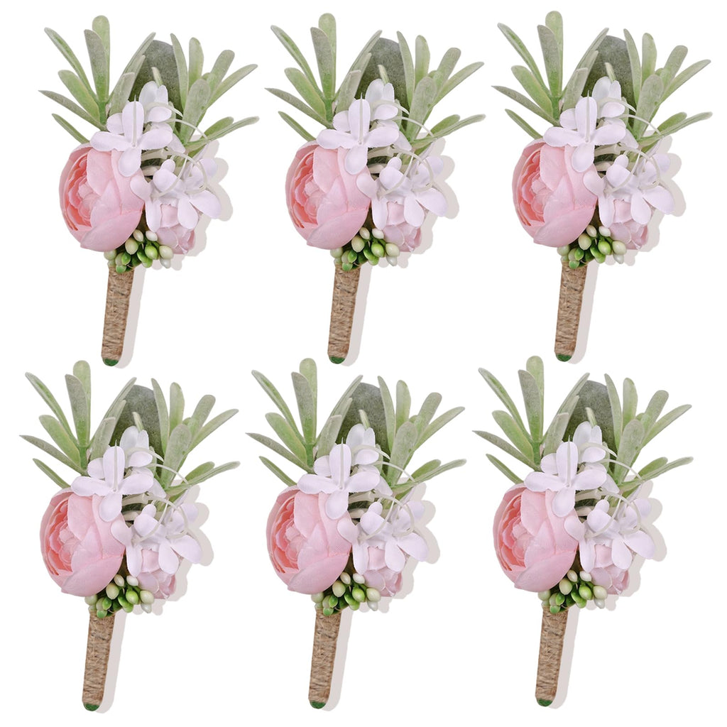 Lavender Purple Faux Wrist Corsages, Set of 6, for Bride Wedding