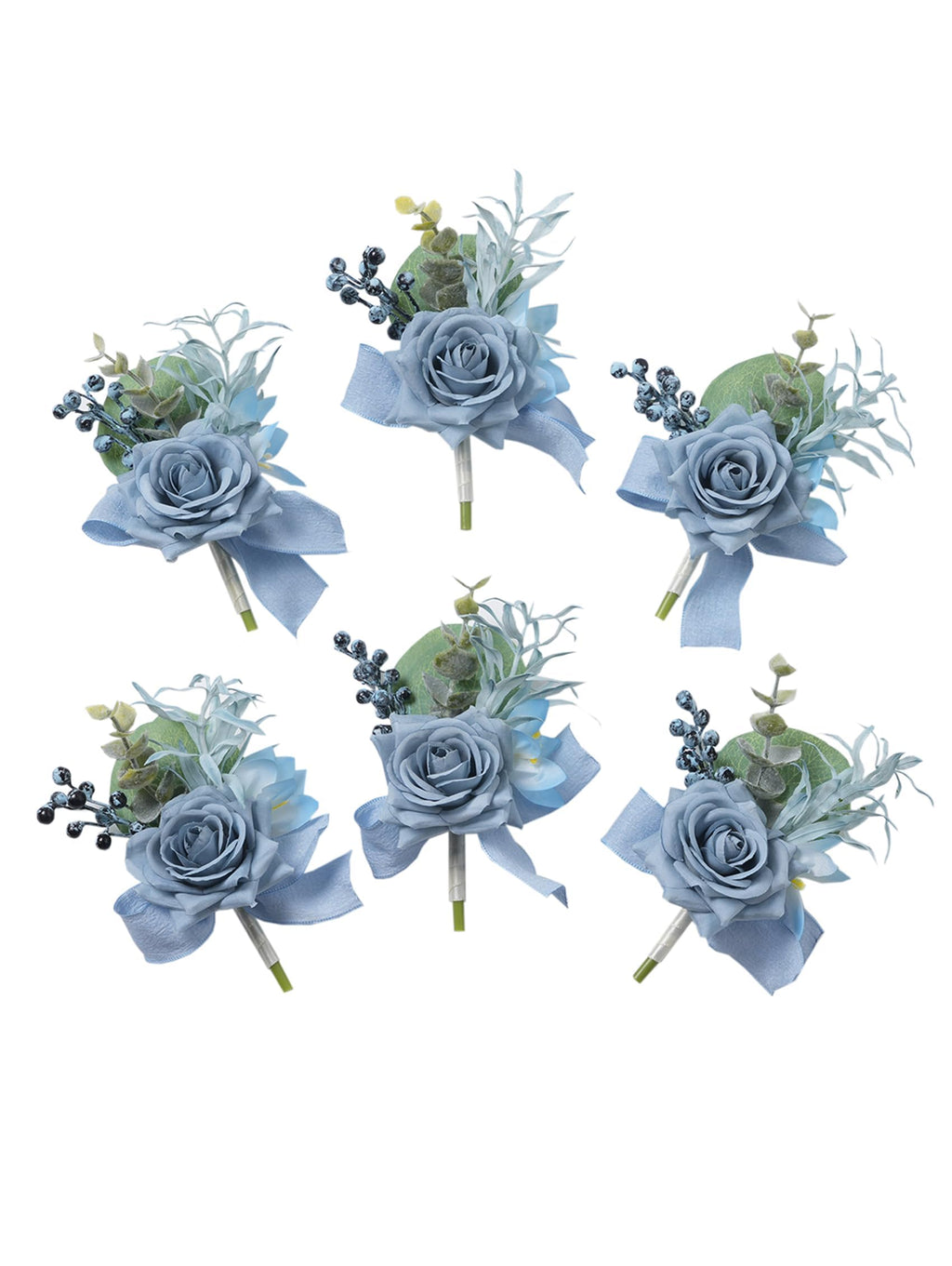 6Pcs Ivory White Rose Wrist Corsage for Women Wedding Prom Party