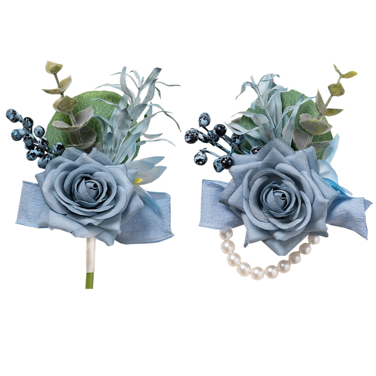 6Pcs Ivory White Rose Wrist Corsage for Women Wedding Prom Party