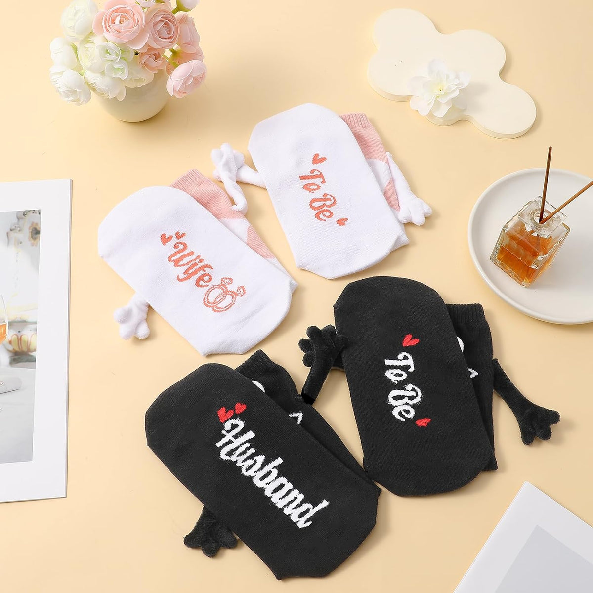 Jspupifip 2 Pairs Bride and Groom Socks