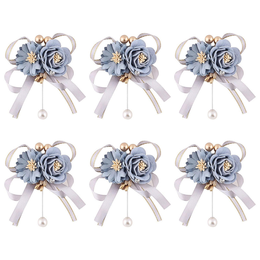 Wrist Corsages Set of 6 for Wedding Bridal Bride Bridesmaid Artificial Hand Flower Corsage Wristlet Band Homecoming Graduation Prom Party Ivory and Pink