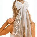 White Pearl Bride to Be Veil with Bride Bow, Bachelorette Party Accessories