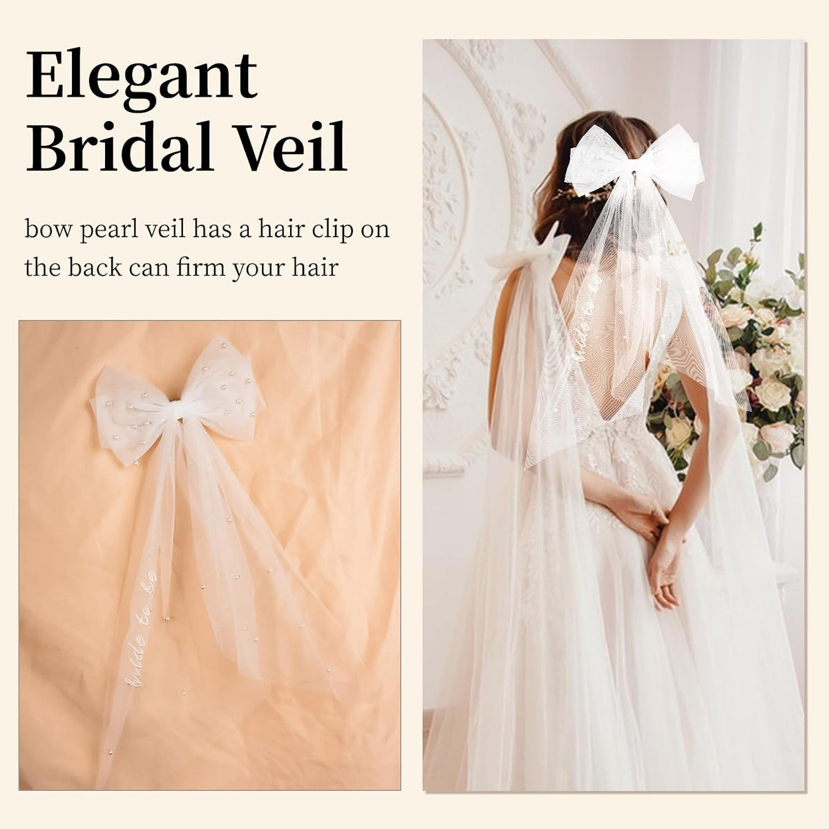 Bride To Be Veil Bow Veil for Bridal Shower Bachelorette Party favors