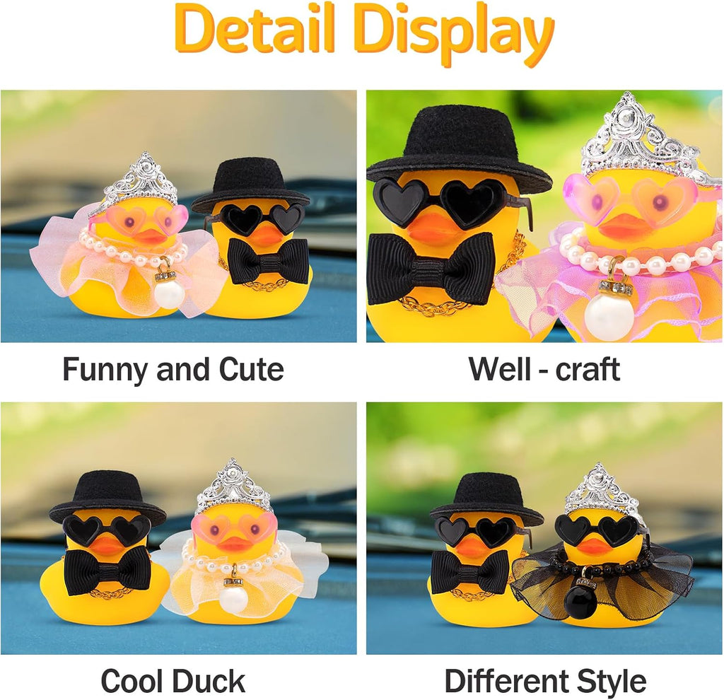 wonuu Pair Set of 2 Bride and Groom Rubber Ducks for Wedding Favors, Party Favors, Ceremony Gift Set, Marriage Souvenir, Marry Blessings, Aniversary Present, White Dess with Veil&Soft Top Hat
