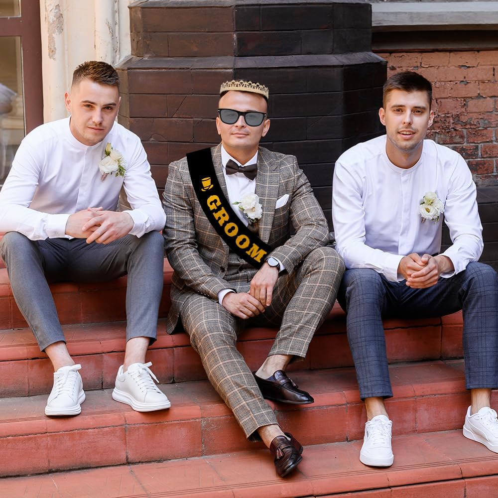 Bachelor Party Decorations Accessories Groom Crown Sunglasses Sash for Bachelor Wedding Party Decorations Gifts Favors