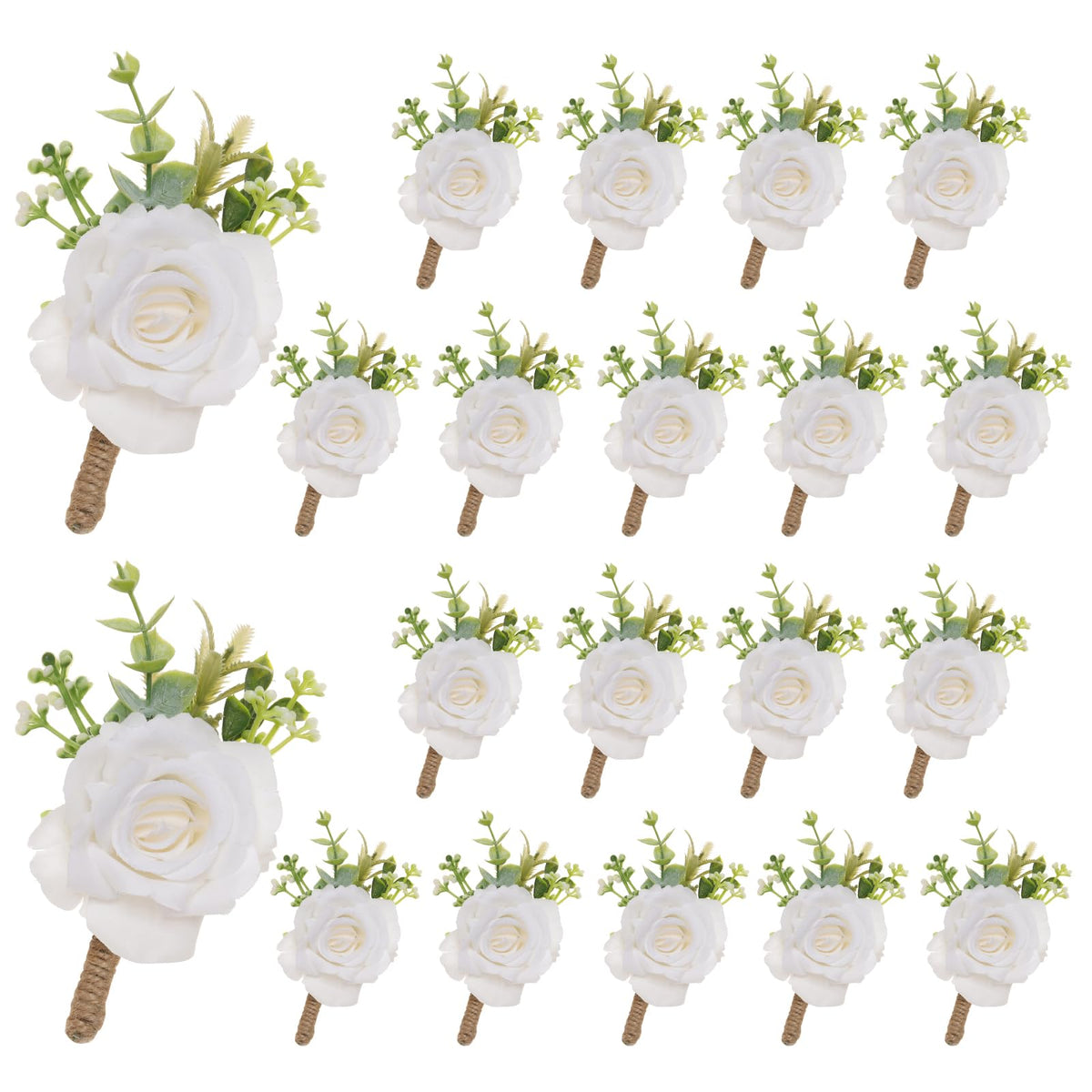 Gvhntk Ivory Rose Boutonniere for Men Wedding Set of 6 Groom Groomsmen Best Man Artificial Flowers Boutonniere for Wedding Ceremony Anniversary Prom Flowers Formal Dinner Party (6, White, Middle)