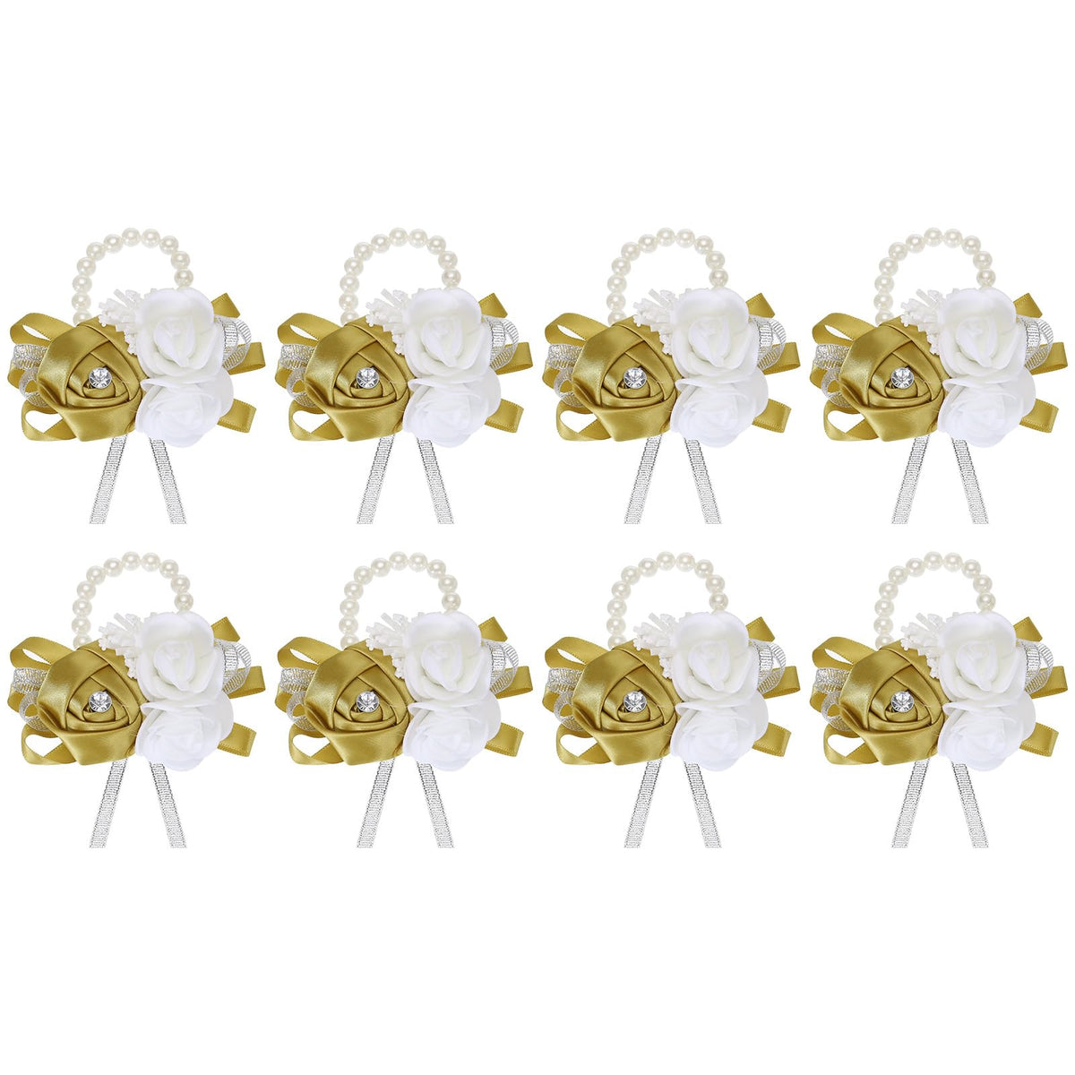MECCANIXITY 12Pcs Wrist Corsage Artificial Flower Bracelets Rose Wrist Bride Groom Decorative for Wedding Ceremony Prom Party Anniversary Sky Blue