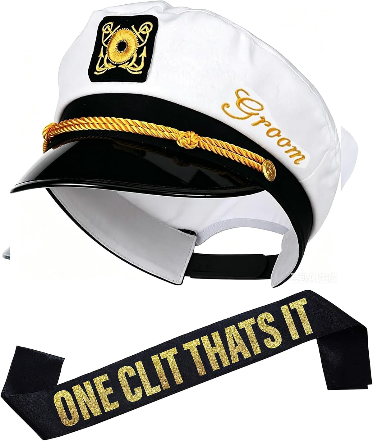 Groom Captain Hat with Groom Sash Bachelor Party Favors Supplies Decorations, Ideas, Gifts Nautical Bachelor Hat