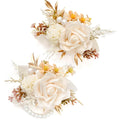 Serwalin 2Pcs Champagne Rose Boutonniere for Men Wedding Prom Party 6-7Inch