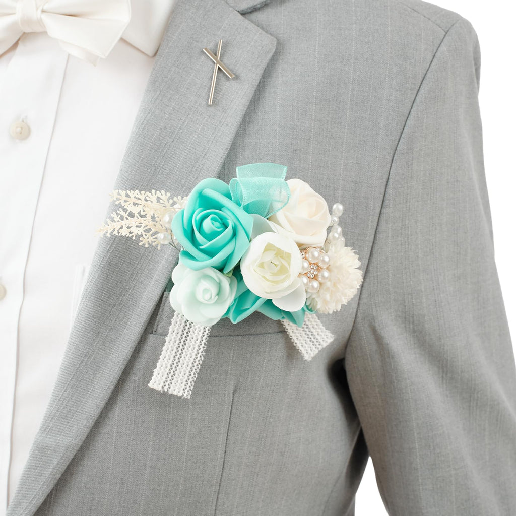 TINGE TIME Luxury Groom Boutonniere for Wedding, 1 PCS Pocket Boutonniere for Men Wedding, Prom, Homecoming, Anniversary, Graduation, Christmas Dinner (Terracotta)