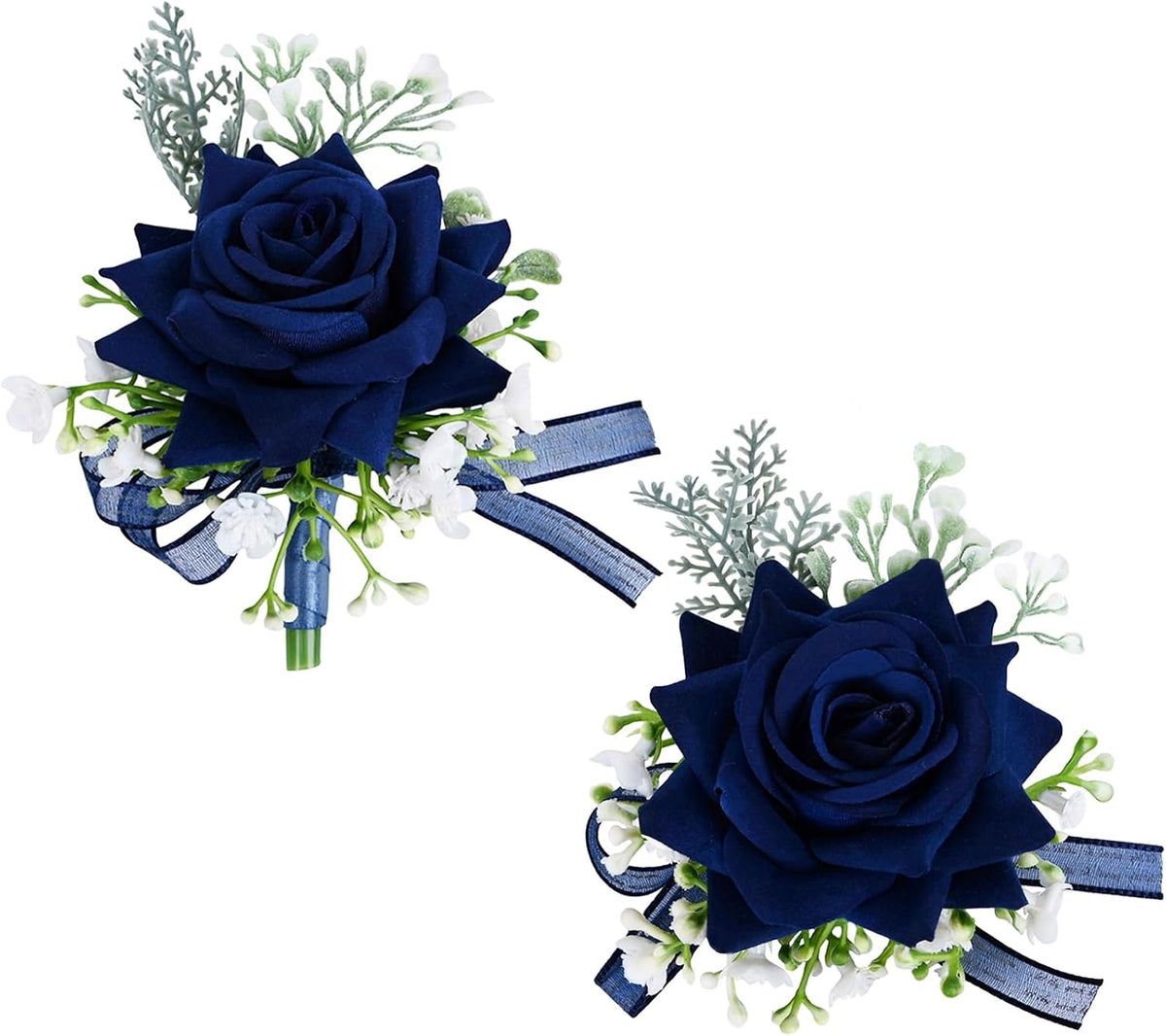 MAFELOE Artificial Corsage & Boutonniere Set, Navy Blue, 2 Pieces (Y-N1)