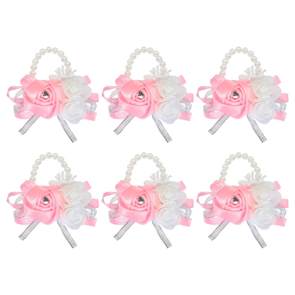 MECCANIXITY 12Pcs Wrist Corsage Artificial Flower Bracelets Rose Wrist Bride Groom Decorative for Wedding Ceremony Prom Party Anniversary Sky Blue