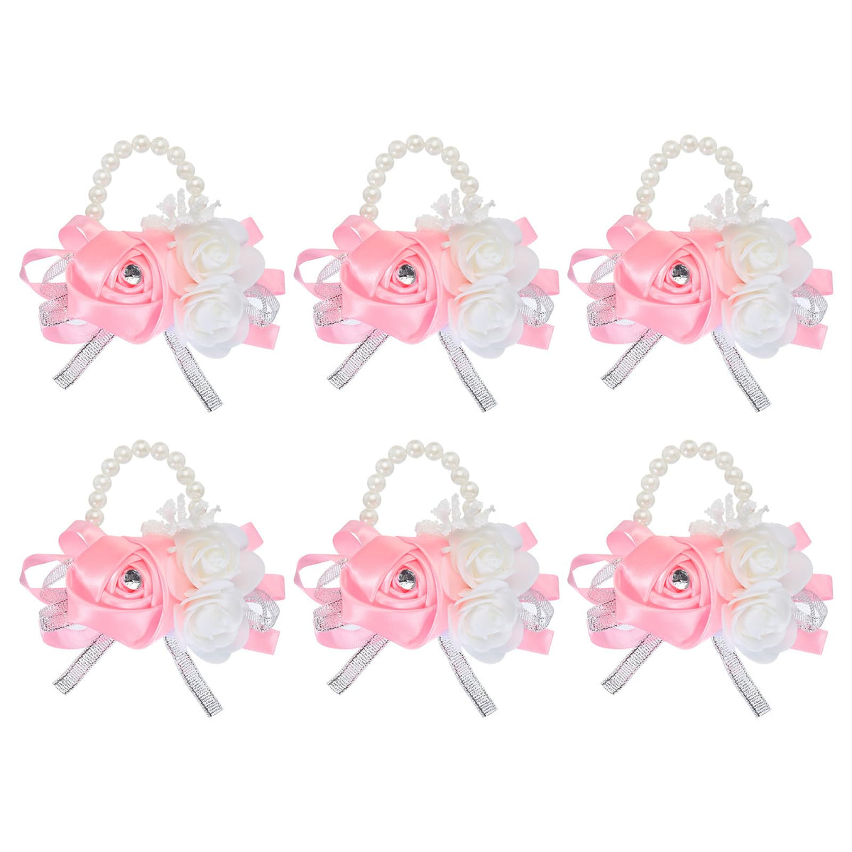 MECCANIXITY 12Pcs Wrist Corsage Artificial Flower Bracelets Rose Wrist Bride Groom Decorative for Wedding Ceremony Prom Party Anniversary Sky Blue