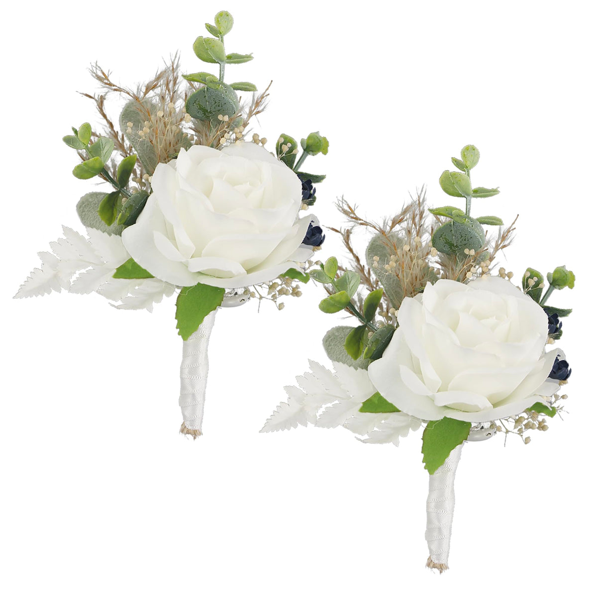 Rinlong 2Pcs Terracotta Boutonnieres with Pins for Men, Groom, Groomsmen